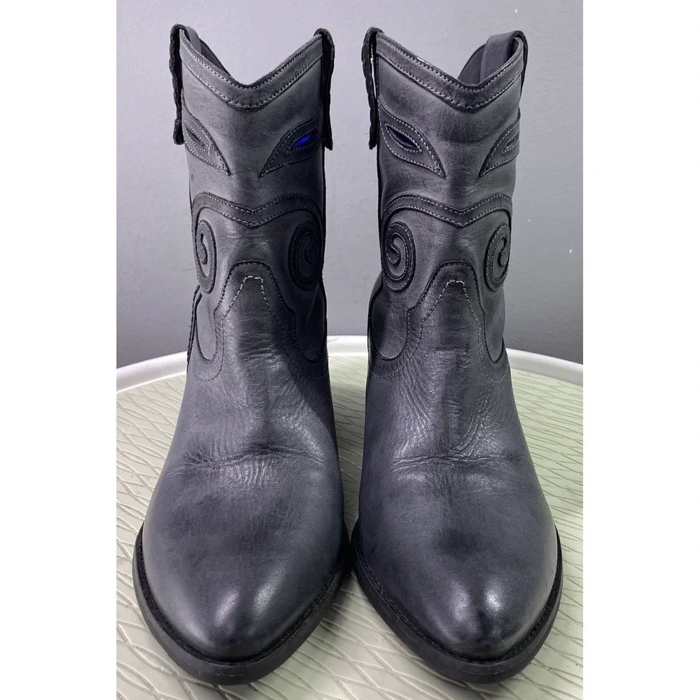 Carlos‎ by Carlos Santana Women's Leather Ankle Boots Blue/Gray Bootie Sz. 9.5